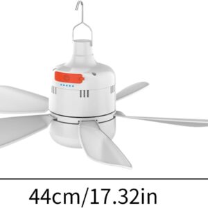 Ventilator + Llampë LED Kampingu me Bateri & Telekomandë (2-në-1)