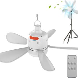 Ventilator + Llampë LED Kampingu me Bateri & Telekomandë (2-në-1)