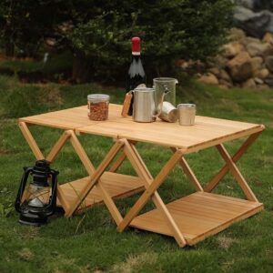 Tavolinë Kampingu e Palosshme prej Bambu CHANODUG FX-9166-1