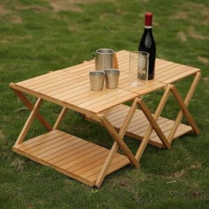 Tavolinë Kampingu e Palosshme prej Bambu CHANODUG FX-9166-1