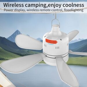 Ventilator + Llampë LED Kampingu me Bateri & Telekomandë (2-në-1)