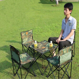 Set Tavoline dhe 4 Karrige për Kamping – Model Camouflage