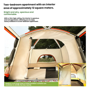 Tendë Kampingu Familjare CHANODUG FX-2115 – 2 Dhoma + 1 Sallon me Tendë Anësore