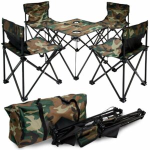 Set Tavoline dhe 4 Karrige për Kamping – Model Camouflage