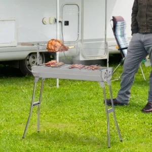 Zgare me qymyr barbikju- BBQ Grill portativ për kamping