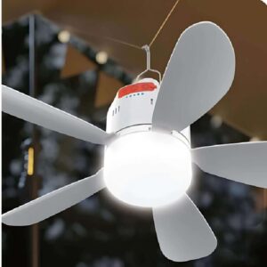 Ventilator + Llampë LED Kampingu me Bateri & Telekomandë (2-në-1)