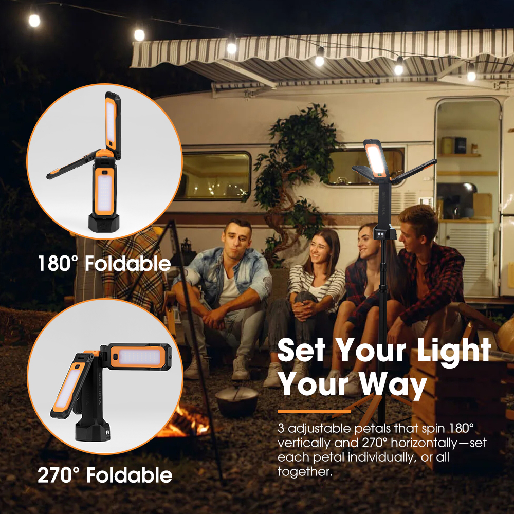 Ndriçues LED Kampingu San Hima 3-në-1 Ndriçues LED Kampingu San Hima 3-në-1 me Stativ, Magnet dhe Bateri 7000mAh